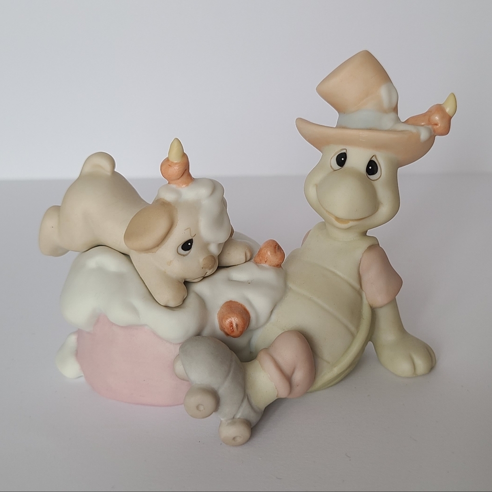 Vintage Precious Moments Turtle Dog Birthday Collectible Porcelain Figurine
